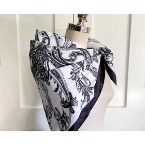 Tex by Max Azria Handrolled Edge Large Scarf Black, Cream, Gray